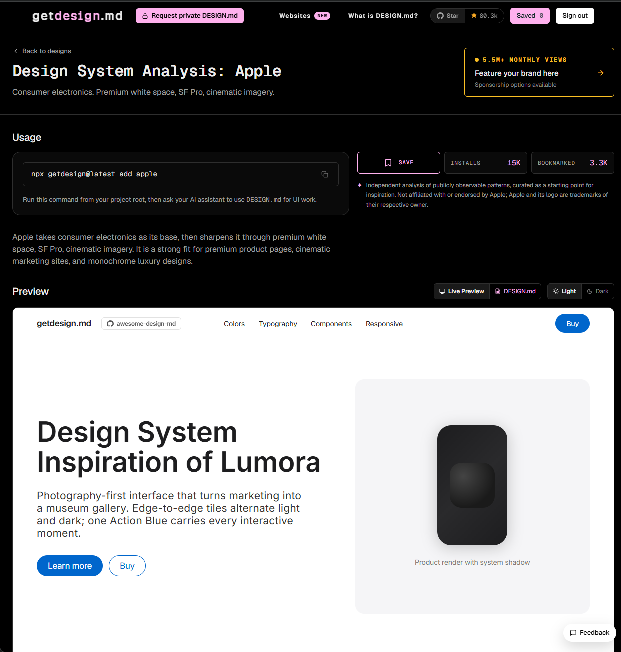 Select design system on getdesign.md